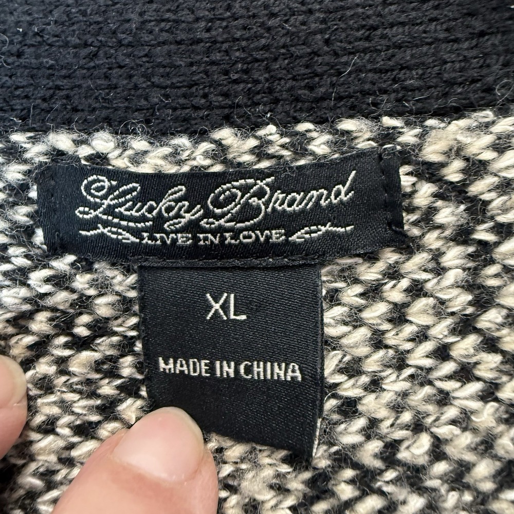 Lucky Brand Sz XL Tribal Print‎ Aztec Western Cardigan Open Front Woven Sweater - Picture 4 of 12